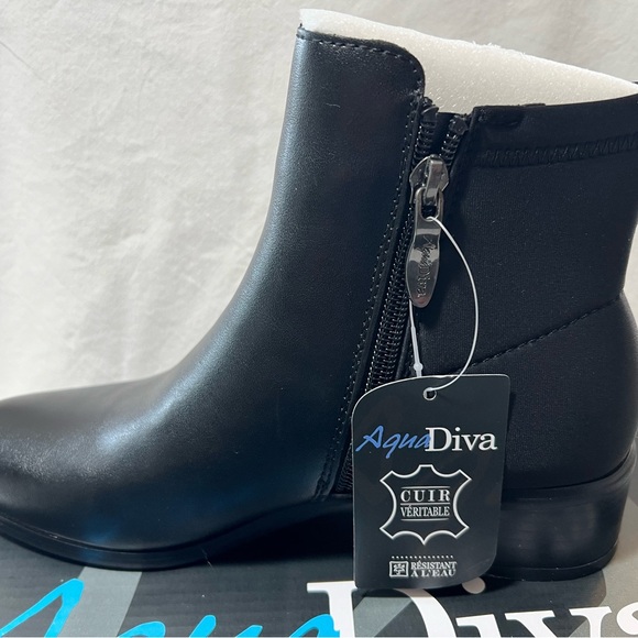 Aqua Diva black leather boots size 36 US 5.5 Wembley boots waterproof - Picture 5 of 10